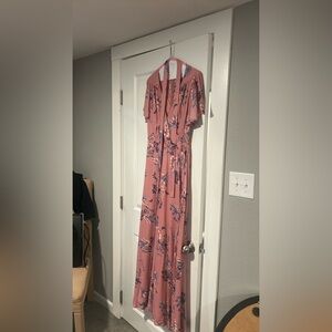 Lulu’s pink floral floor length dress